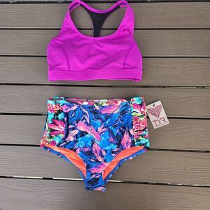 TYR Womens Pink Skyler Racerback Top & Nene High-waisted Bikini Sz S New Sample